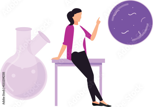 The girl is pointing at the bacteria.