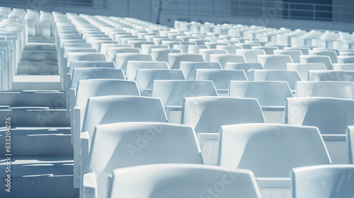 White grandstand seats in an empty sports stadium  Ai generated Images