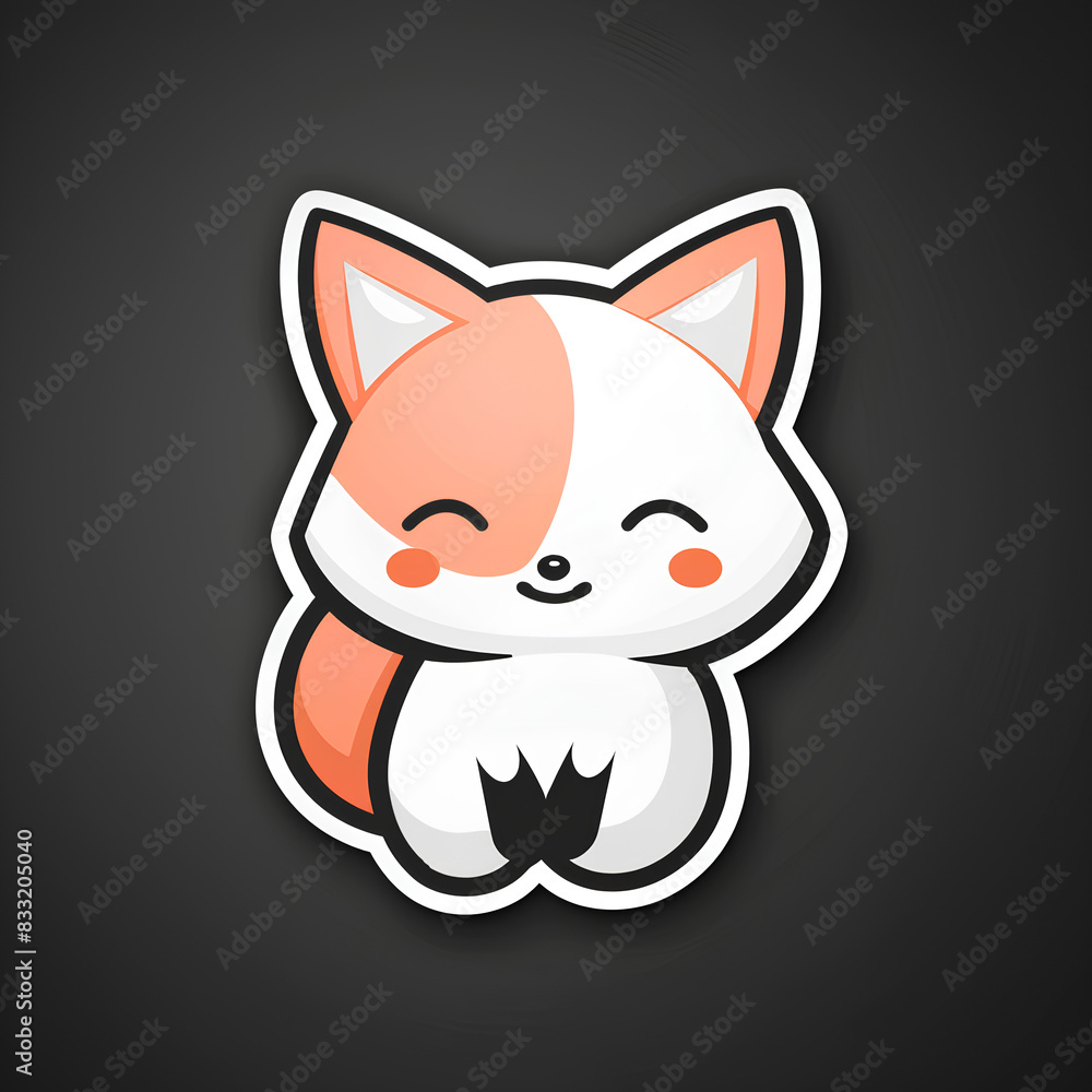  Cute Cartoon Fox on Dark Background