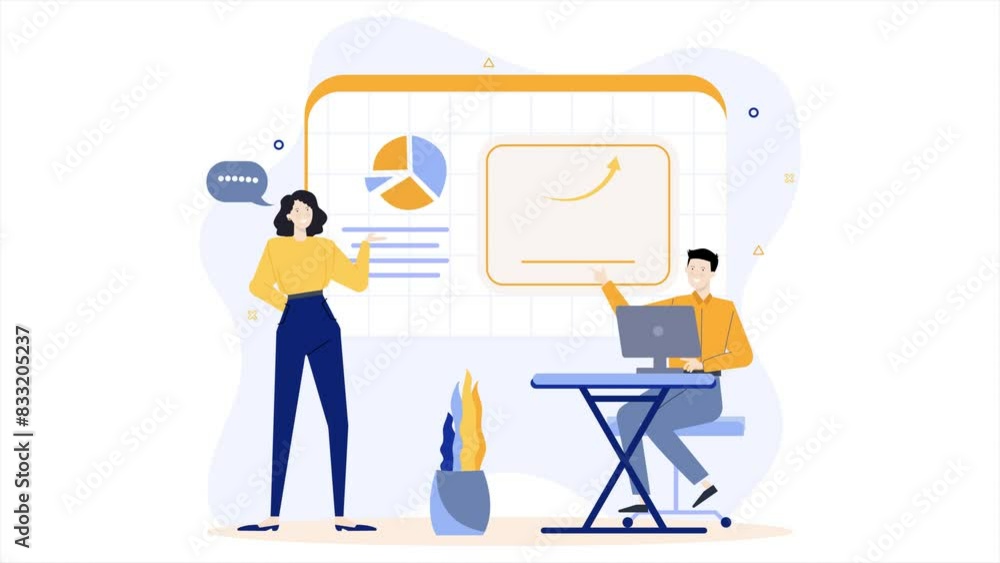 strategic team meeting. business animated illustration. business animation video strategic team meeting. business animated illustration. business animation video