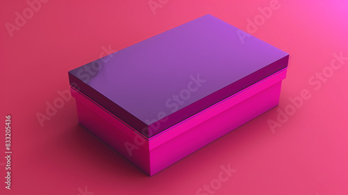 Purple-lidded magenta box, vibrant rectangular display.