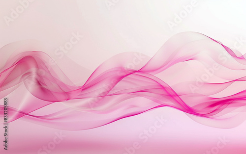 3d render of abstract wave shape made from glass, pink and blue gradient background, soft light, high resolution