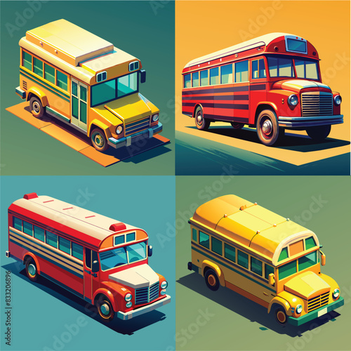 School Bus 3D rendering