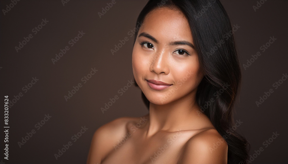 Asian woman with no makeup & clear skin; beauty campaign Asian woman with no makeup & clear skin; beauty campaign