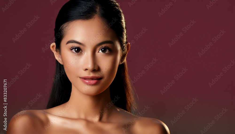 Asian woman with no makeup & clear skin; beauty campaign Asian woman with no makeup & clear skin; beauty campaign