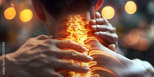 Lifestyle adjustments for osteochondrosis: Chiropractic treatment for neck and back pain. Concept Chiropractic Care, Lifestyle Changes, Neck Pain Relief, Back Pain Treatment photo