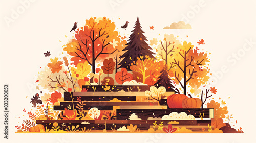 Autumn elements graphic in white isolated background. © EEKONG