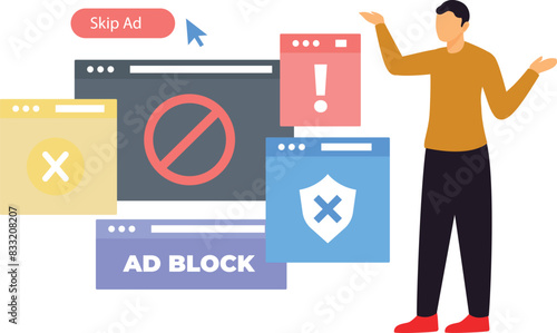 Boy is showing different ad block on browser.