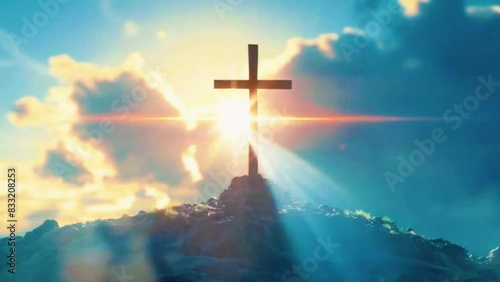 A symbol of Christ's kingship and authority, representing his ascension to the right hand of God the Father, 4K High-Quality Animation Video photo