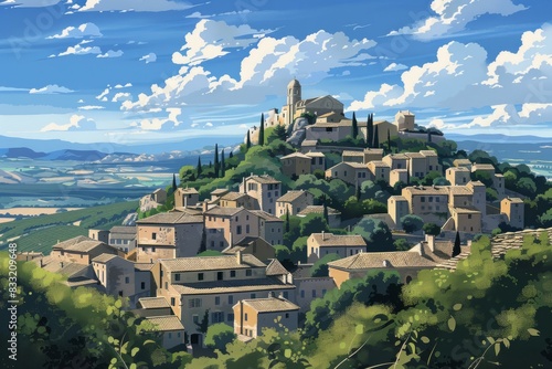 Illustration of Gordes Village , France , world travel 