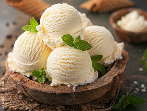 Making homemade ice cream Surrounded by other ingredients photo