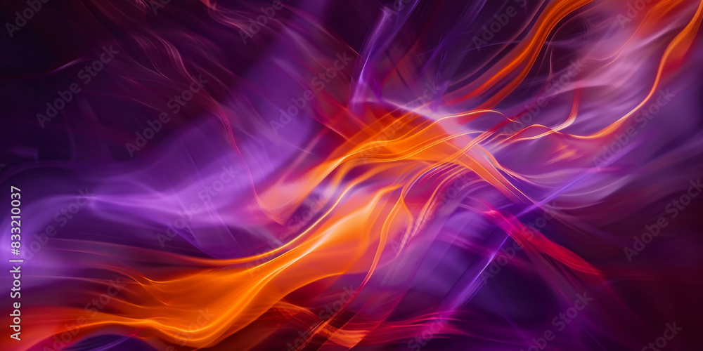 Naklejka premium A purple and orange swirl of light with a purple background