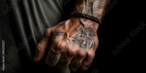Close-up Image of a Muscular Caucasian Man's Clenched Fist and Forearm. Concept Close-up, Muscular, Caucasian man, Clenched fist, Forearm © Ян Заболотний