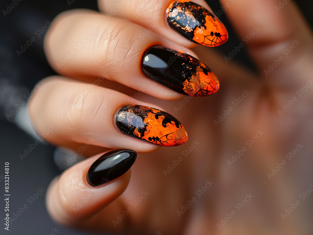 Nageldesign mit Halloweenmuster Nageldesign mit Halloweenmuster
