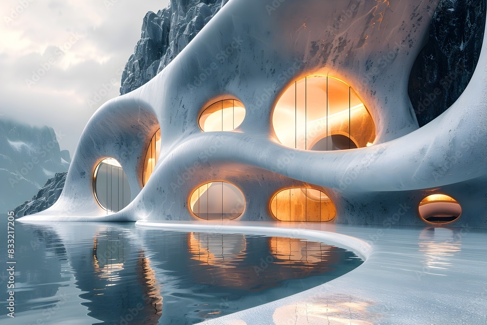 Mesmerizing Frozen Cavern Otherworldly Architectural Reflects on Tranquil Waters Mesmerizing Frozen Cavern Otherworldly Architectural Reflects on Tranquil Waters