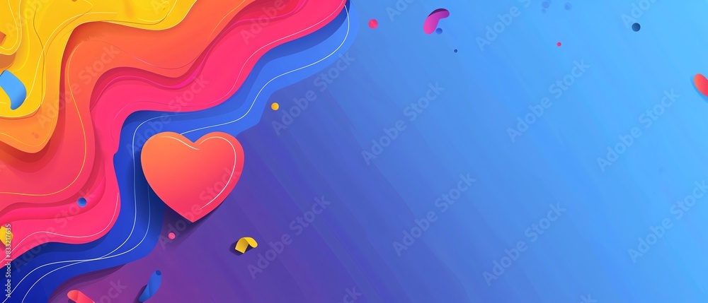 Colorful LGBTQ Pride Month banner with rainbow flag and heart ...