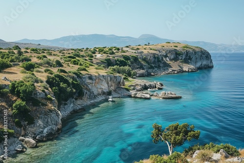 coast of Zakynthos island , Greece , clear blue water