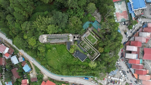 Kundasang, Malaysia - May 28 2024: Aerial View of The Kundasang Town photo