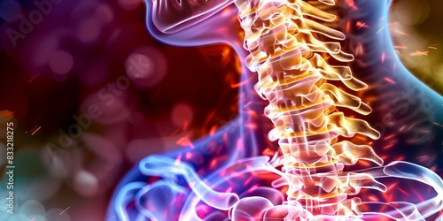 Highlighting Inflamed Vertebrae in the Human Neck: A Digital Image. Concept Medical Imaging, Vertebrae Health, Inflammation Detection, Neck Anatomy, Diagnostic Tools