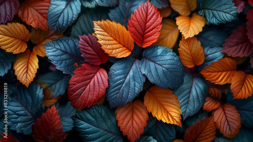 Macro shot many colors leaves spread together to form a beautiful pattern. Macro shot many colors leaves spread together to form a beautiful pattern.
