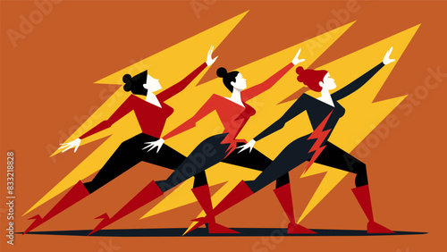 The sharp and precise movements akin to lightning strikes expressing the dancers fierce passion and determination.. Vector illustration