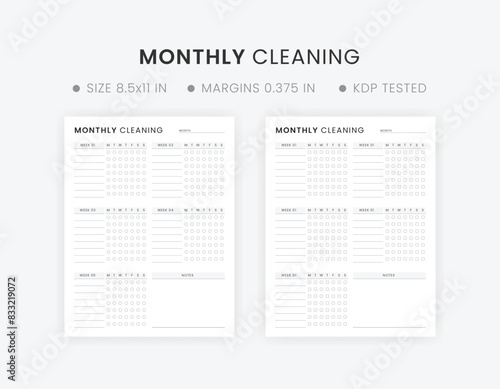 Monthly Printable Cleaning Checklist, Cleaning Planner Template, Cleaning To-Do List