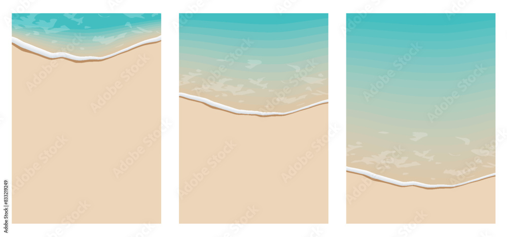 Soft waves with foam of blue ocean on the sandy summer beach.