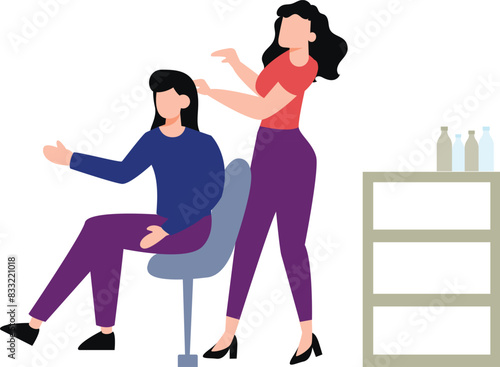 Girl doing hairstyle for customer.