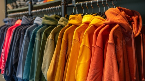 Wallpaper Mural A vibrant array of hoodies on a clothing rack Torontodigital.ca