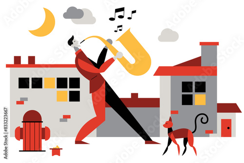 Man plays the saxophone in the street