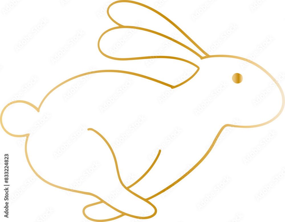 Rabbit line golden icon design illustration Rabbit line golden icon design illustration
