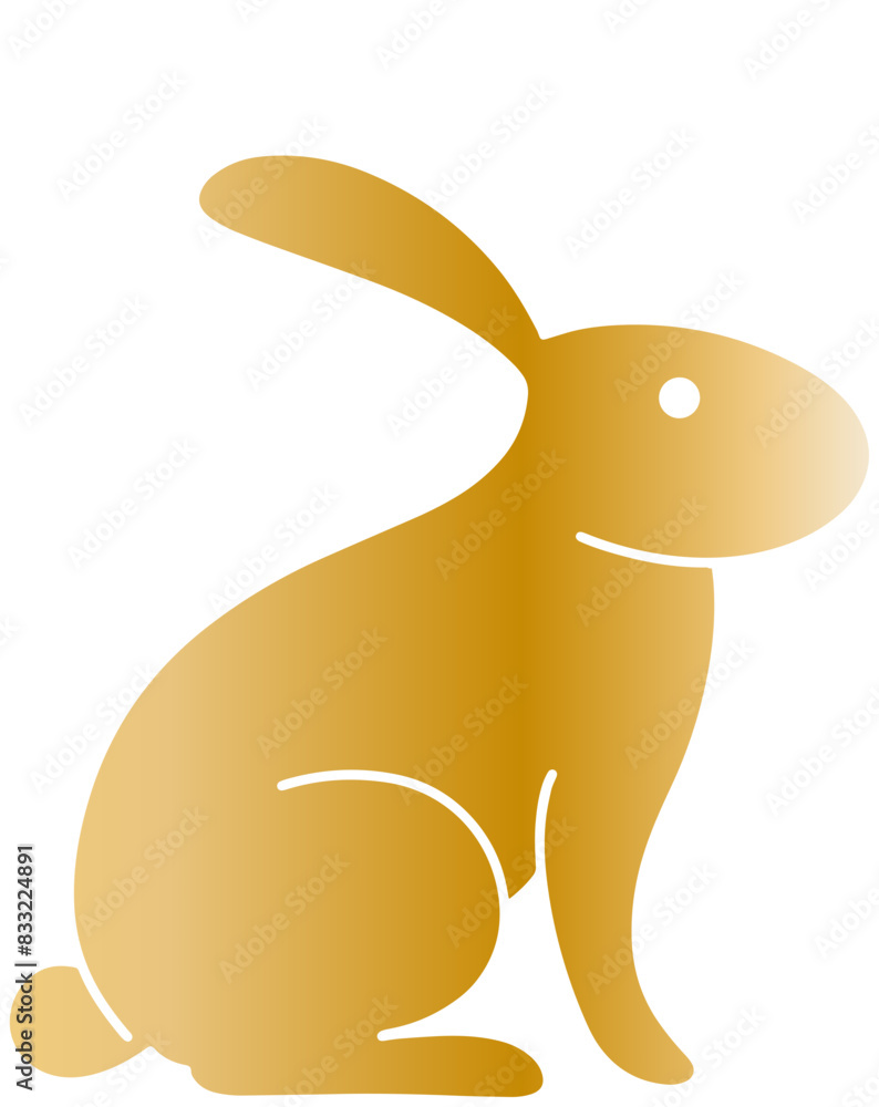 Rabbit line golden icon design illustration