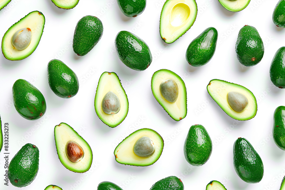 pattern of avocados on white background pattern of avocados on white background