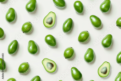 pattern of avocados on white background