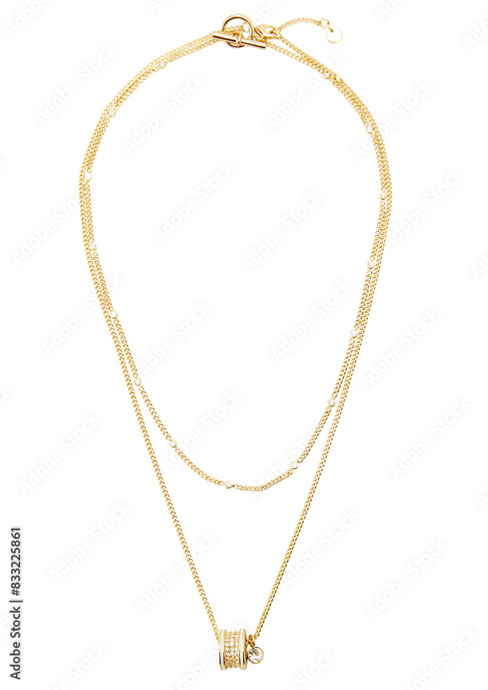 golden necklace isolated on white background golden necklace isolated on white background