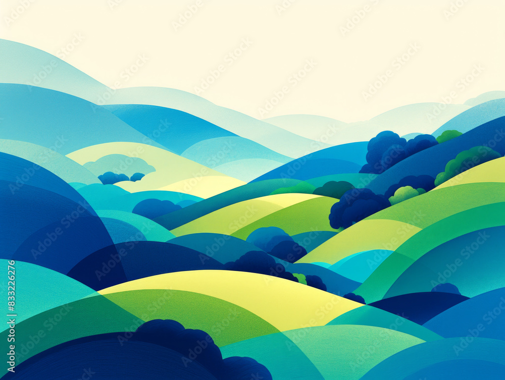 Layered green hills scenery Layered green hills scenery
