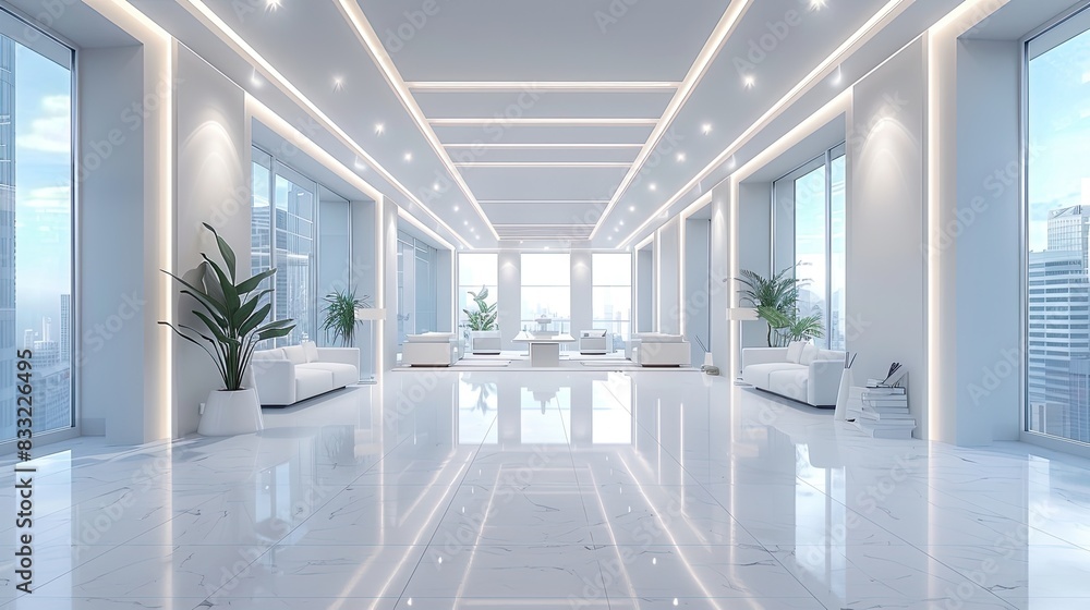 office work room Bright white tone office work room Bright white tone