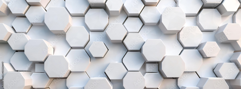 Abstract white background with hexagon pattern, 3d rendering illustration. White abstract wallpaper with geometric shapes and shadows Abstract white background with hexagon pattern, 3d rendering illustration. White abstract wallpaper with geometric shapes and shadows