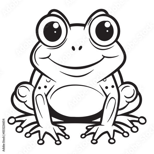 Cute simple frog icon logo, black vector illustration on white background