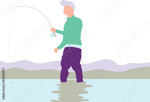 The boy is fishing.