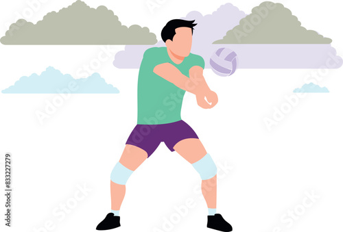 The boy is playing volley ball.