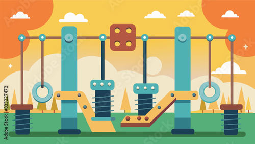 With each swing set bolted in place and every bolt tightened the church playground began to take shape – a symbol of unity and hard work.. Vector illustration