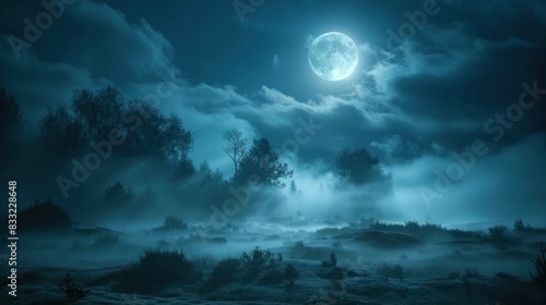 Write a poem about the beauty of a moonlit night, where the darkness is soft and gentle.  photo