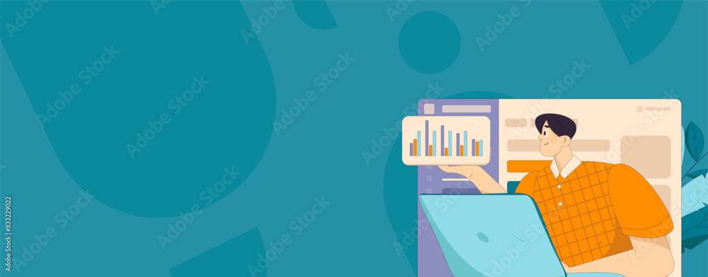 Fototapeta premium Flat vector illustration of business people operating work scene 