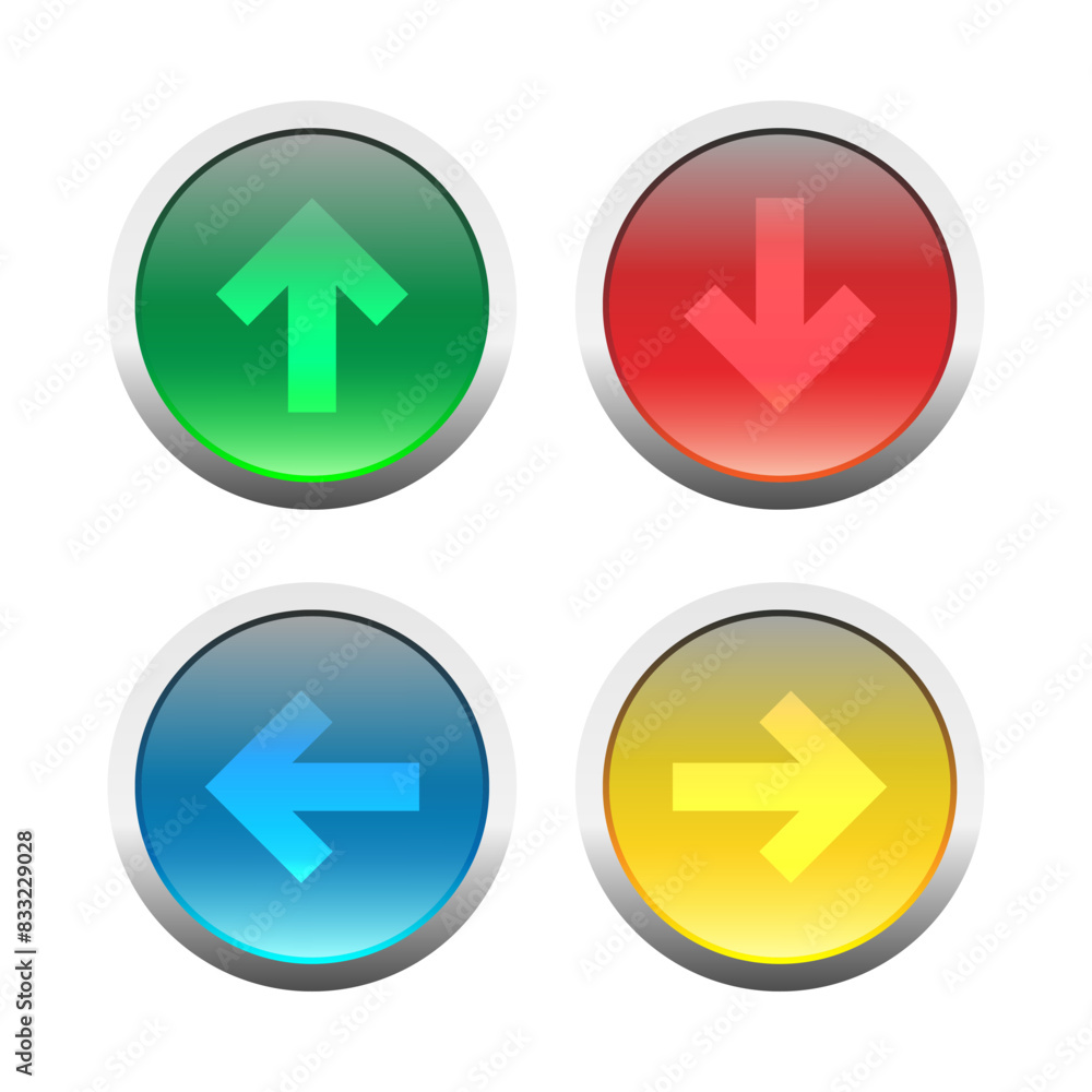 Vector set of arrow buttons. Vector illustration. Menu navigation pointer symbol. Next indicator sign. Vector set of arrow buttons. Vector illustration. Menu navigation pointer symbol. Next indicator sign.