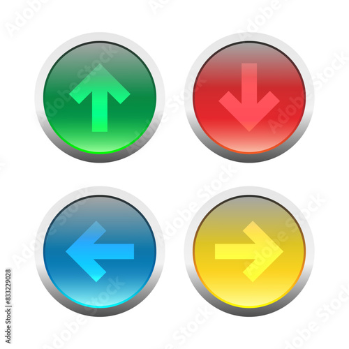 Vector set of arrow buttons. Vector illustration. Menu navigation pointer symbol. Next indicator sign.