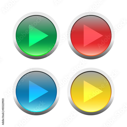 Vector set of Play icon buttons. Vector illustration.