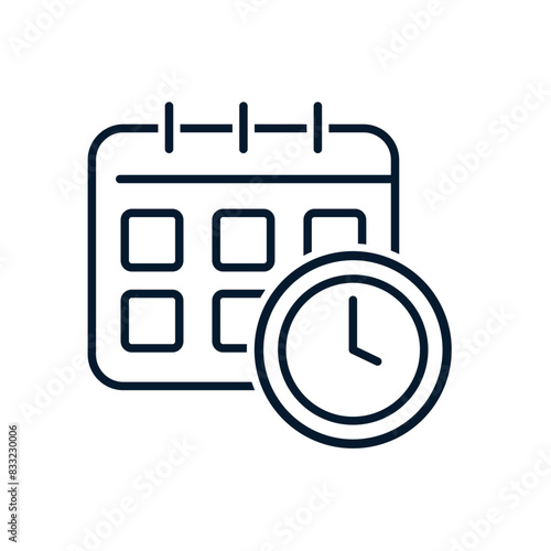 Concept of time management, business planning. Vector linear icon isolated on white background.