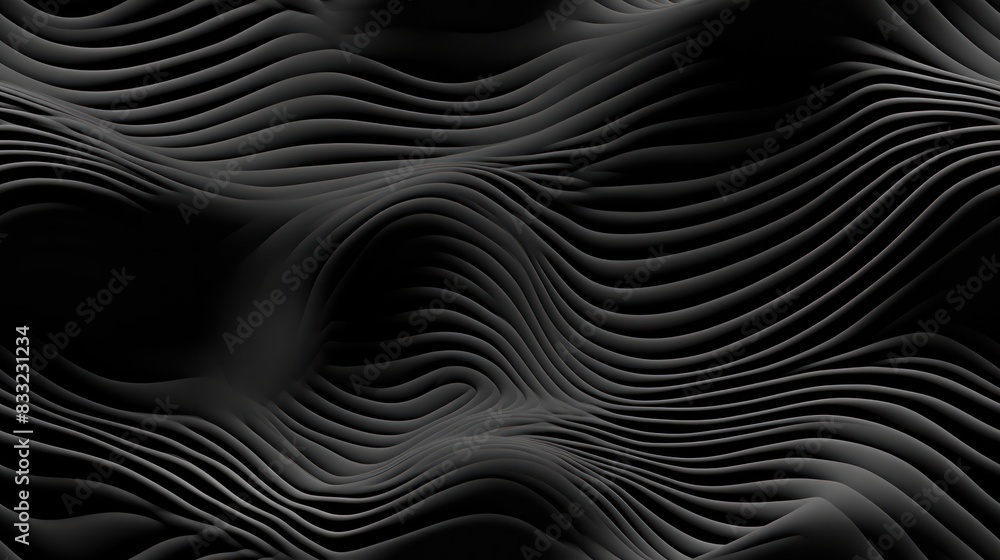 Seamless pattern black texture of grids with curved lines network