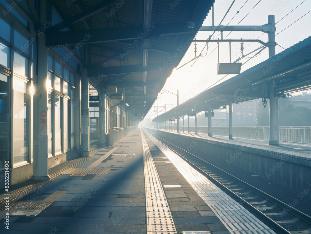 view of empty train station in the morning - ai